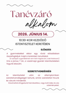 Tanévzáró Istentisztelet